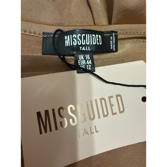 NEW Missguided Tan Sleeveless Crew Neck Muscle Tee Cami Tank Bodysuit Top Sz 12 - Picture 3 of 4